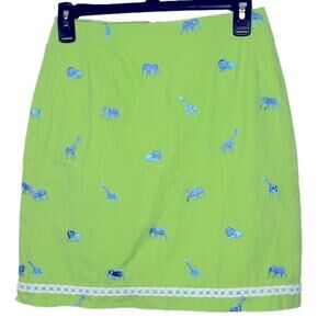Lilly Pulitzer Embroidered Safari Skirt Vintage White Label Size 0